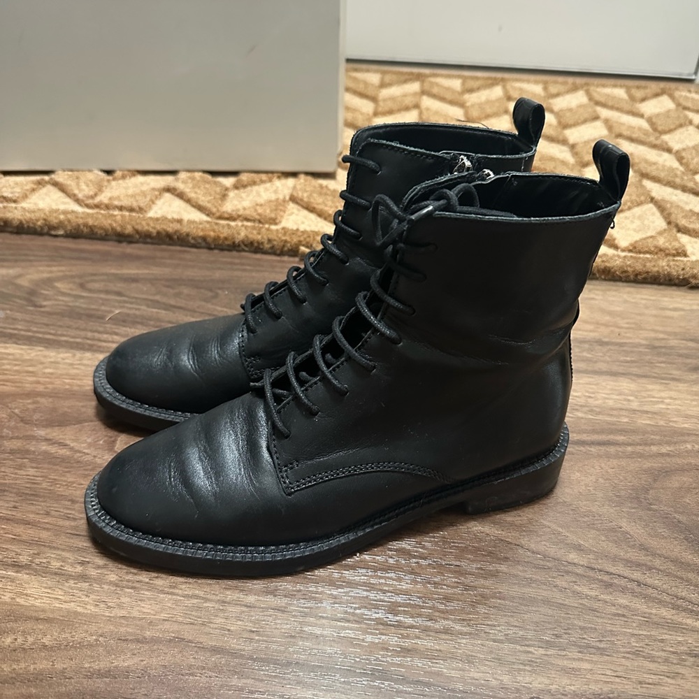 Sam Edelman Black Leather Slim Combat Boots - Picture 3 of 3